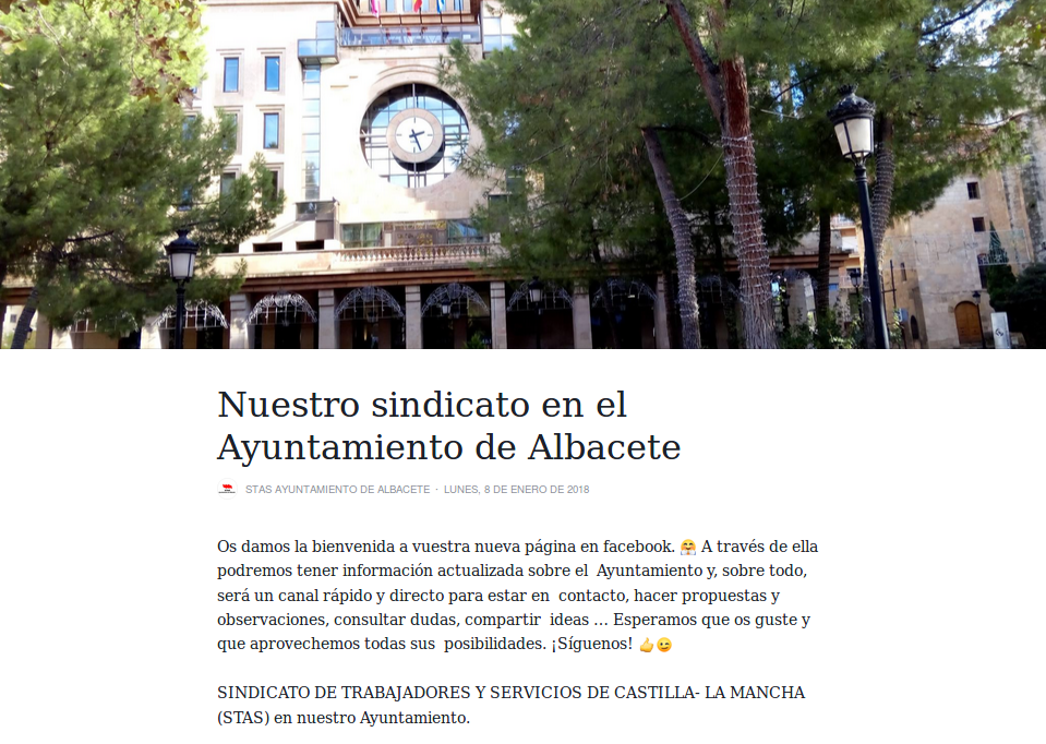 Presentación de la página con foto y mensaje